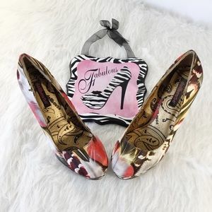 Sexy Dancer Stiletto Feather Floral Platform